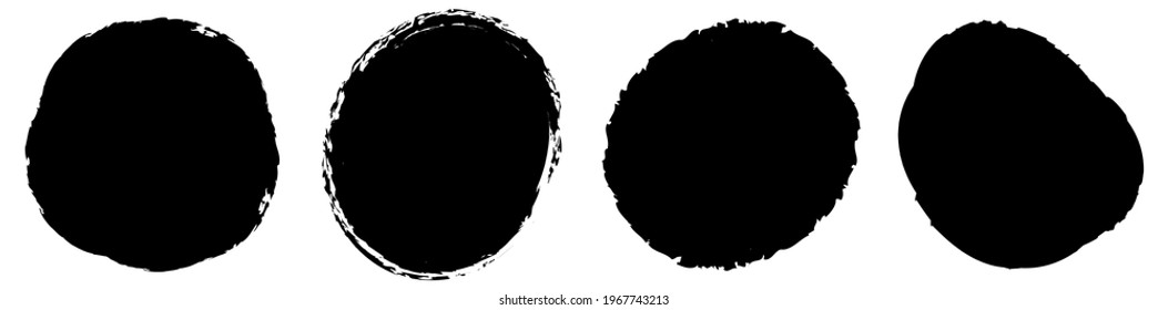 Grungy, círculo de textura gruesa, elemento abstracto oval. Punto de tinta, mancha, forma de mancha de tinta. Muelle, elemento texturado de la espátula