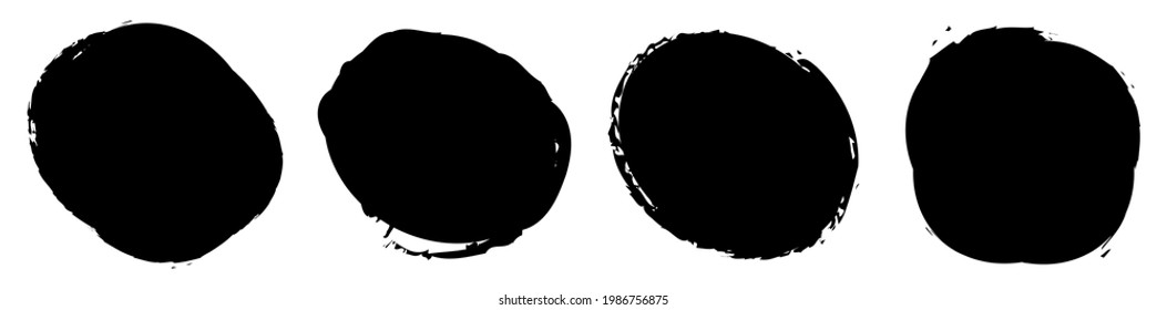 Grungy, grunge texture circle, oval abstract element. Ink spot, stain, inkblot shape. Mottle, speckle textured element