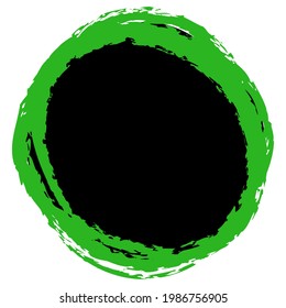 Grungy, grunge texture circle, oval abstract element. Paintbrush, stain, inkblot effect illustration