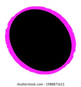 Grungy, grunge texture circle, oval abstract element. Paintbrush, stain, inkblot effect illustration
