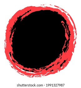 Grungy, grunge texture circle, oval abstract element. Paintbrush, stain, inkblot effect illustration