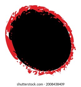 Grungy, grunge texture circle, oval abstract element. Paintbrush, stain, inkblot effect illustration