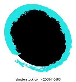 Grungy, grunge texture circle, oval abstract element. Paintbrush, stain, inkblot effect illustration