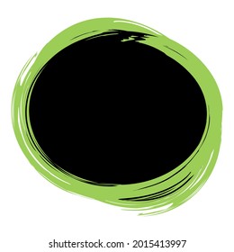 Grungy, grunge texture circle, oval abstract element. Paintbrush, stain, inkblot effect illustration