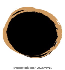 Grungy, grunge texture circle, oval abstract element. Paintbrush, stain, inkblot effect illustration