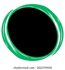 Grungy, grunge texture circle, oval abstract element. Paintbrush, stain, inkblot effect illustration