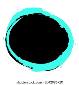 Grungy, grunge texture circle, oval abstract element. Paintbrush, stain, inkblot effect illustration