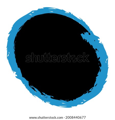 Grungy, grunge texture circle, oval abstract element. Paintbrush, stain, inkblot effect illustration