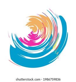 Grungy, grunge, textured circle, Circular splash effect. Paintbrush, brushstroke vector. Ink, fluid, and liquid stain, splash effect