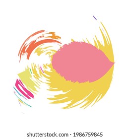 Grungy, grunge, textured circle, Circular splash effect. Paintbrush, brushstroke vector. Ink, fluid, and liquid stain, splash effect