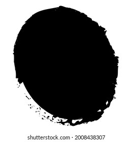 Grungy, grunge textured circle, oval. Inkspot, blob, blot and splatter effect illustration