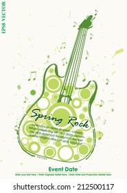 Grungy Guitar Spring Rock Poster Vector
