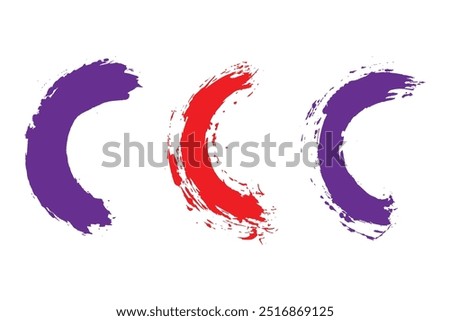 Grungy half round shape stroke, circle brush strokes, dirty brush effect	
