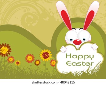 grungy halftone background with bunny and sample text
