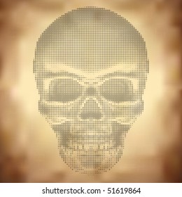 Grungy Halftone Skull (Vector)