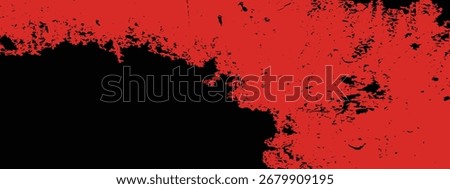 Grungy Halloween red and black background.  Creepy spooky vector hand painted ink banner bg. Sponge stamps, splatter sprinkle texture. Grunge paint stroke design.Modern Vector