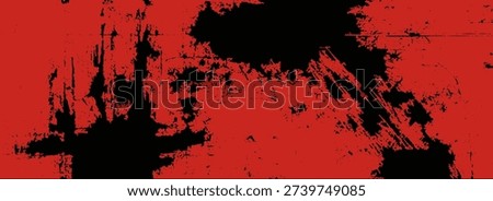 Grungy Halloween red and black background.  Creepy spooky vector hand painted ink banner bg. Sponge stamps, splatter sprinkle texture. Grunge paint stroke design.Eps10
