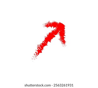 grungy hand made red arrow icon isolated on white 