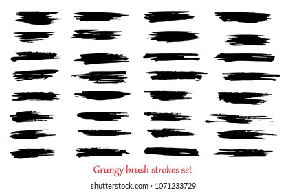 grungy hand made vector brush strokes big set. Elements for design. Eps10
