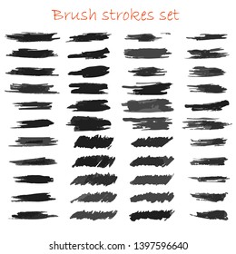 grungy hand made vector brush strokes big set. Elements for design. Eps10
