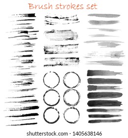 grungy hand made vector brush strokes big set. Elements for design. Eps10