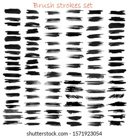 grungy hand made vector brush strokes big set. Elements for design. Eps10