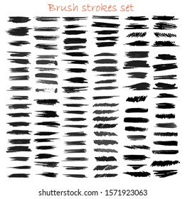 grungy hand made vector brush strokes big set. Elements for design. Eps10