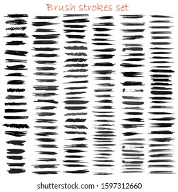 grungy hand made vector brush strokes big set. Elements for design. Eps10