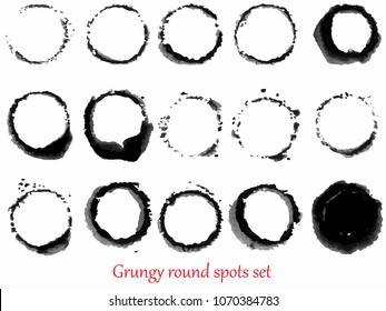 grungy hand made vector round spots set. Elements for design. Eps10