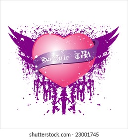 Grungy heart with wings vector