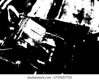 Ilustração de vetor de alto contraste grungy de um pistão de motor quebrado, silhueta de parte mecânica quebrada para reparação automotiva, danos de corrida, ou projeto gráfico oficina garagem.