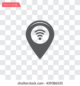 Grungy icon with map pointer with wi-fi symbol, on beige background