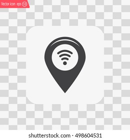 Grungy icon with map pointer with wi-fi symbol, on beige background