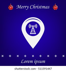 Grungy icon with map pointer with wi-fi symbol, on beige background