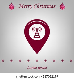 Grungy icon with map pointer with wi-fi symbol, on beige background