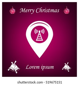 Grungy icon with map pointer with wi-fi symbol, on beige background
