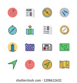 grungy icon set. vector set about map, newspaper, compass and paint spray icons set.