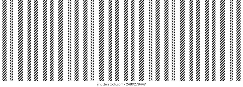 Patrón textil de líneas gruñonas, Vector de Vertical recta sin costuras. Fondo de rayas de textura de tela para niños en la paleta de colores blanco y negro.