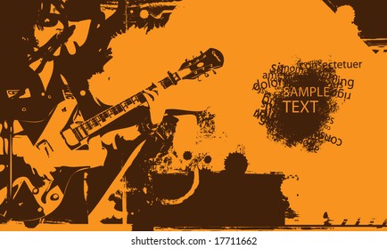 Grungy music themed background - flyer version (SEE GALLERY FOR MORE)