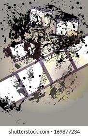 grungy negative film set, empty picture frames, free copy space