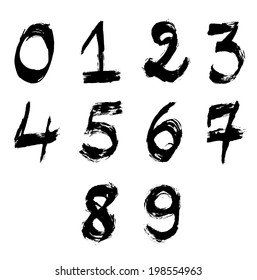 grungy numbers.  set of grungy vector numbers.
