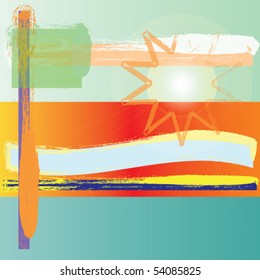 Grungy optimistic backdrop with banner