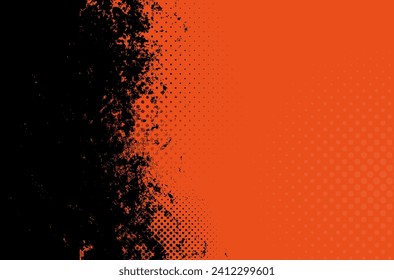 Grungy orange and black background for your text and design - vector illustration