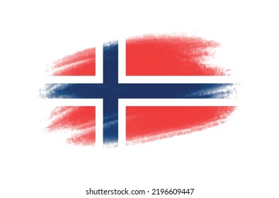 Grungy paint brush flag of Norway.