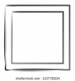 grungy paint brush frame vector border monochrome black isolated on white empty blank