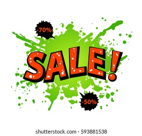Grungy Paint Splatter Blots banner with sale offer