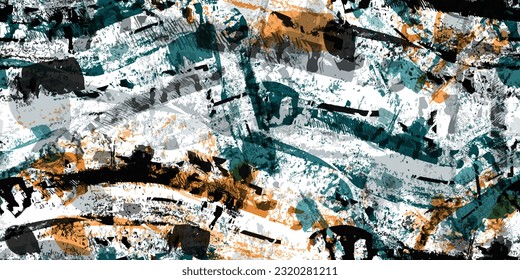 Grungy paint textured, seamless pattern for fabric. Trendy fabric prints. Vector illustration