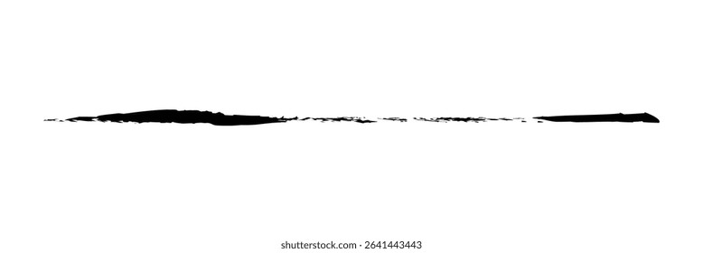 Grungy paintbrush, brush stroke. Textured paint, graphite, chalk drawing with freehand, hand drawn effect. Sketchy line, stripe dividers . Vector Illustration . EPS 10 . 