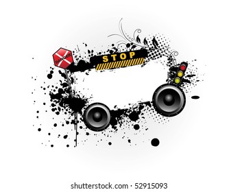 grungy photo frame with different object