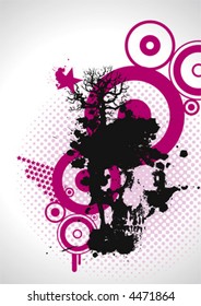 Grungy pink skull, vector